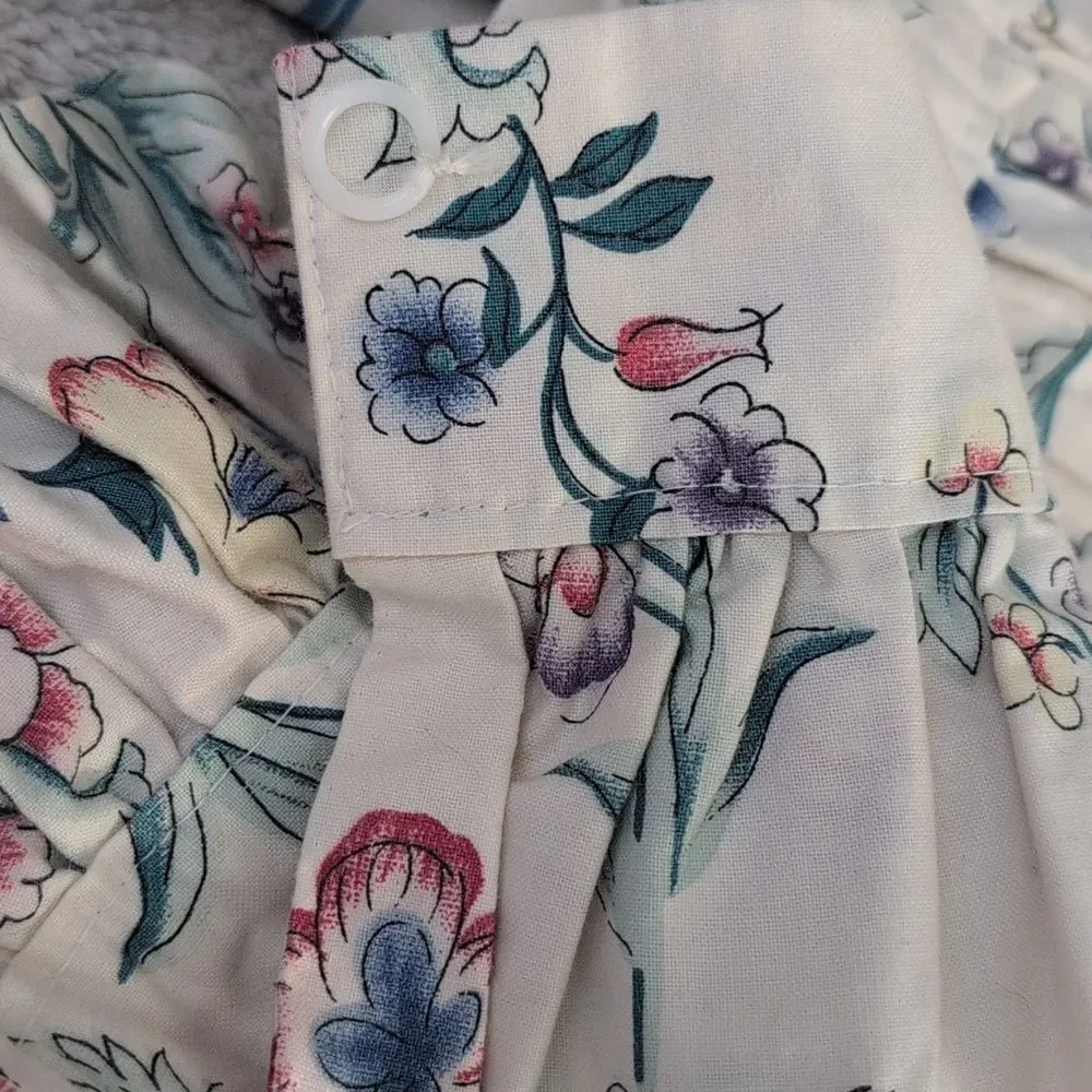 Vintage floral print‎ pleated valance curtains set